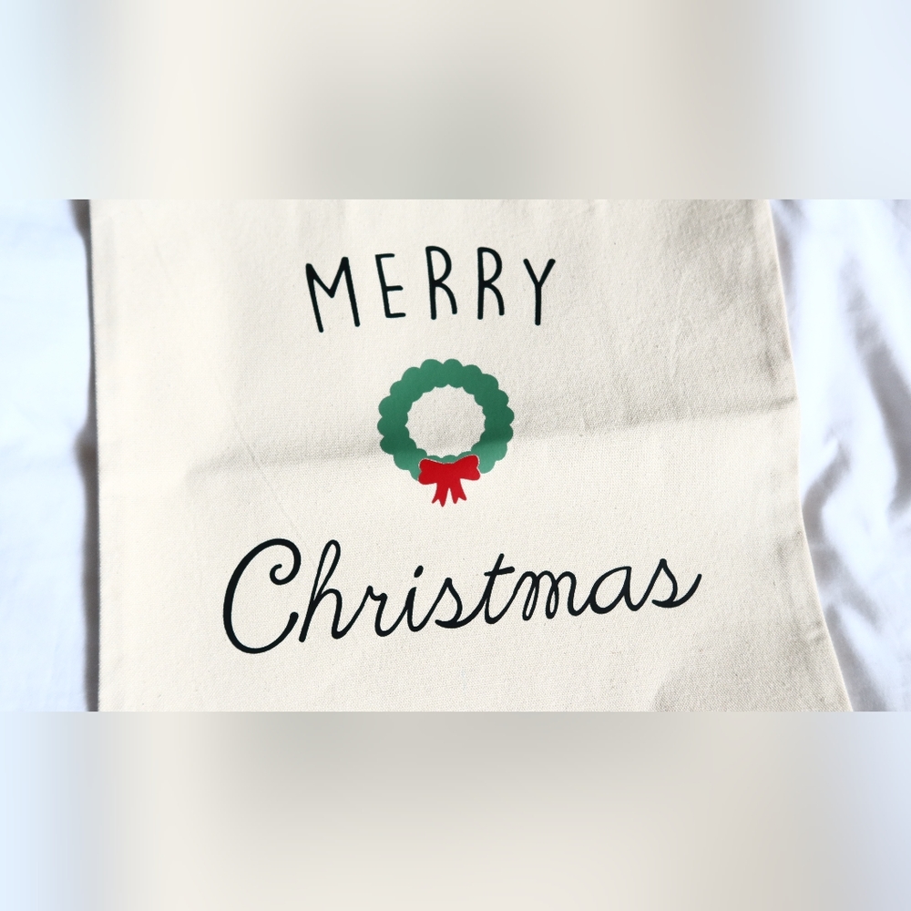 Wreath / Merry Christmas / Tote Bags / Gift Bag / Rae Dunn Inspired / Canvas - Picture 2 of 2